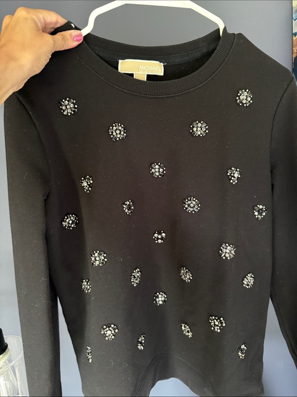 Michael Kors Black Embellished Crewneck Sweatshirt